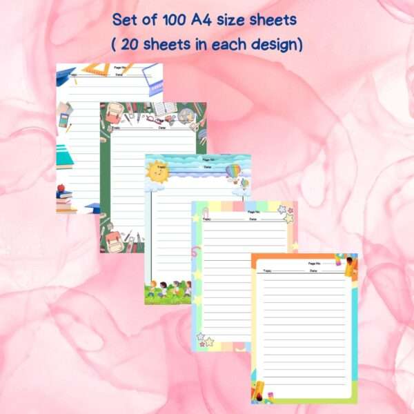 School Themed Designer Sheets-Set of 100 sheets/5 designs - Image 3