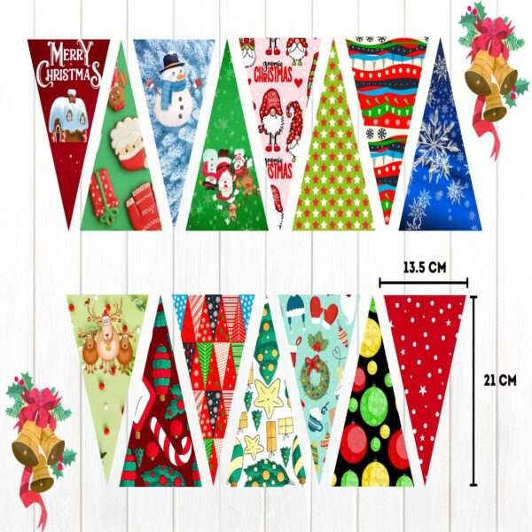 HOBBYHUT Merry Christmas Decoration | Combo of 6 feet Long Triangle Flag Banner + 21 Handmade Christmas oraments - Image 7