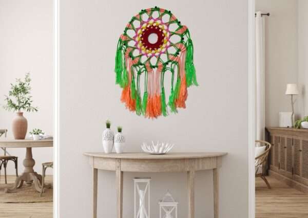 HOBBYHUT Macrame Dream Catcher | Bohemian Vintage Style Wall Hanging Tapestry | Modern Room Home Decor | (Dream Catcher Multicoloured) - Image 3