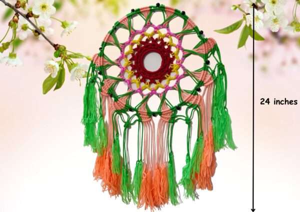 HOBBYHUT Macrame Dream Catcher | Bohemian Vintage Style Wall Hanging Tapestry | Modern Room Home Decor | (Dream Catcher Multicoloured) - Image 4