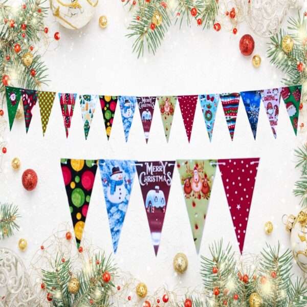 HOBBYHUT Merry Christmas Decoration | Combo of 6 feet Long Triangle Flag Banner + 21 Handmade Christmas oraments - Image 6