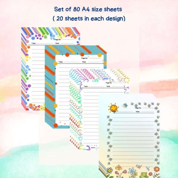 A4 Rainbow Themed Designer Sheets - Set of 80 sheets/4 Designs - Image 5