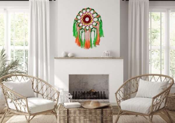 HOBBYHUT Macrame Dream Catcher | Bohemian Vintage Style Wall Hanging Tapestry | Modern Room Home Decor | (Dream Catcher Multicoloured) - Image 6