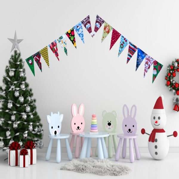 HOBBYHUT Merry Christmas Decoration | Combo of 6 feet Long Triangle Flag Banner + 21 Handmade Christmas oraments - Image 2