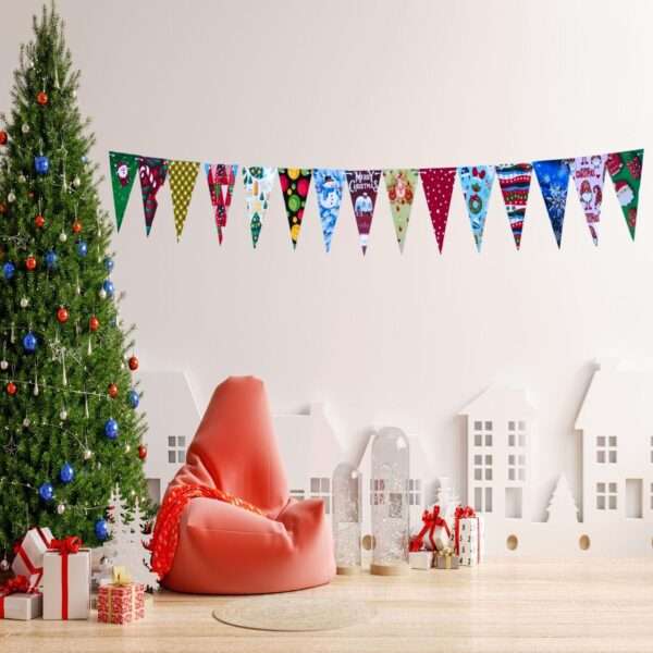 HOBBYHUT Merry Christmas Decoration | Combo of 6 feet Long Triangle Flag Banner + 21 Handmade Christmas oraments - Image 4