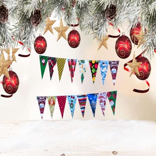 HOBBYHUT Merry Christmas Decoration | Combo of 6 feet Long Triangle Flag Banner + 21 Handmade Christmas oraments - Image 3