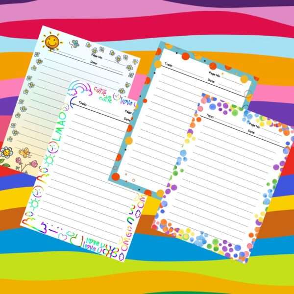 A4 Rainbow Themed Designer Sheets - Set of 80 sheets/4 Designs