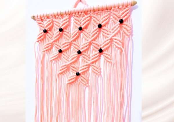 HOBBYHUT Macrame Hanging Wall Art | Boho Decor Macrame Decorative Wall Hanging| Modern Room Home Decor | (Peach)