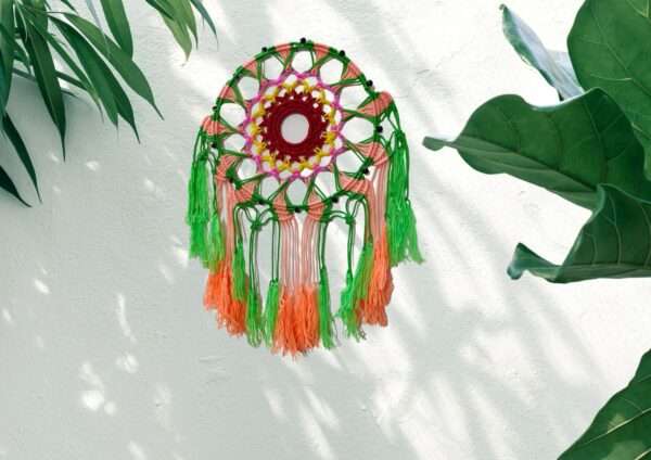 HOBBYHUT Macrame Dream Catcher | Bohemian Vintage Style Wall Hanging Tapestry | Modern Room Home Decor | (Dream Catcher Multicoloured)