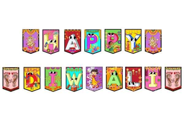 HOBBYHUT Happy Diwali Banner for Diwali Decoration & Party ( Multicolour)