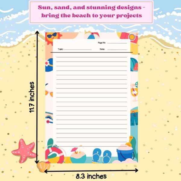 A4 Beach Themed Designer Sheets - 80 sheets/ 4 Designs - Image 4