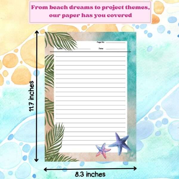 A4 Beach Themed Designer Sheets - 80 sheets/ 4 Designs - Image 3